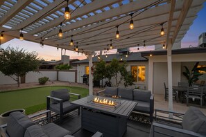 Outdoor dining - Modern Retreat w/ Pool, Putting Green, Games! (Scottsdale)