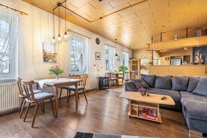 Televisio, DVD-soitin, pöytätennispöytä, stereot