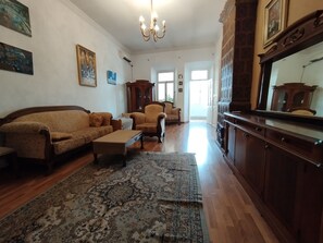Family Apartment, Mountain View | Living area | Fireplace - Winetorium (Tbilisi)