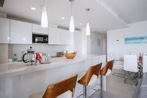 Fridge, microwave, oven, dishwasher