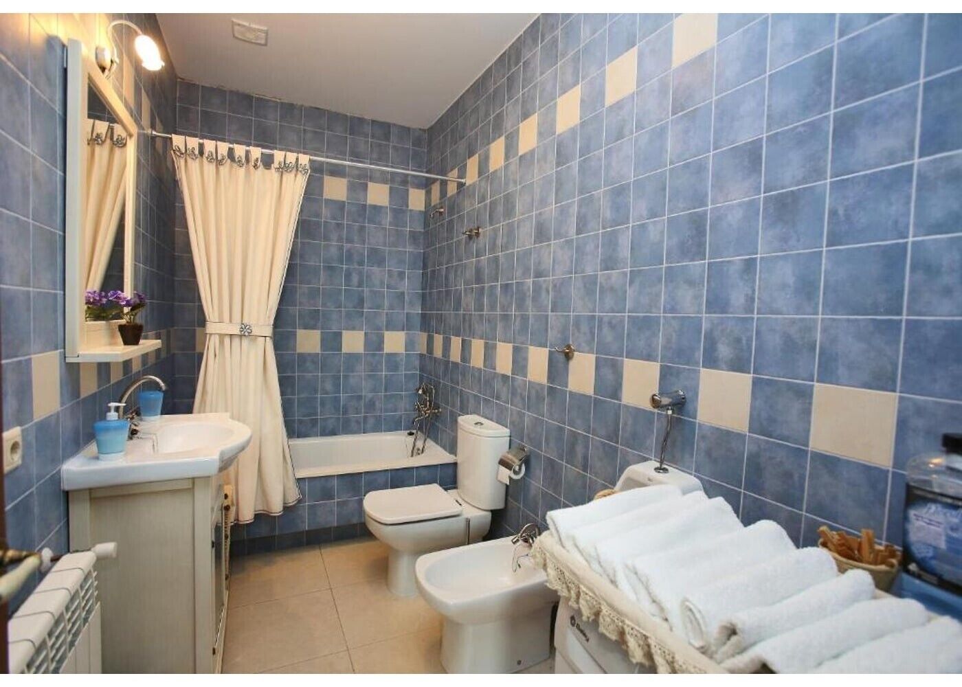 Ducha, secador de pelo, toallas