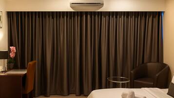 Premium bedding, Select Comfort beds, blackout curtains, soundproofing