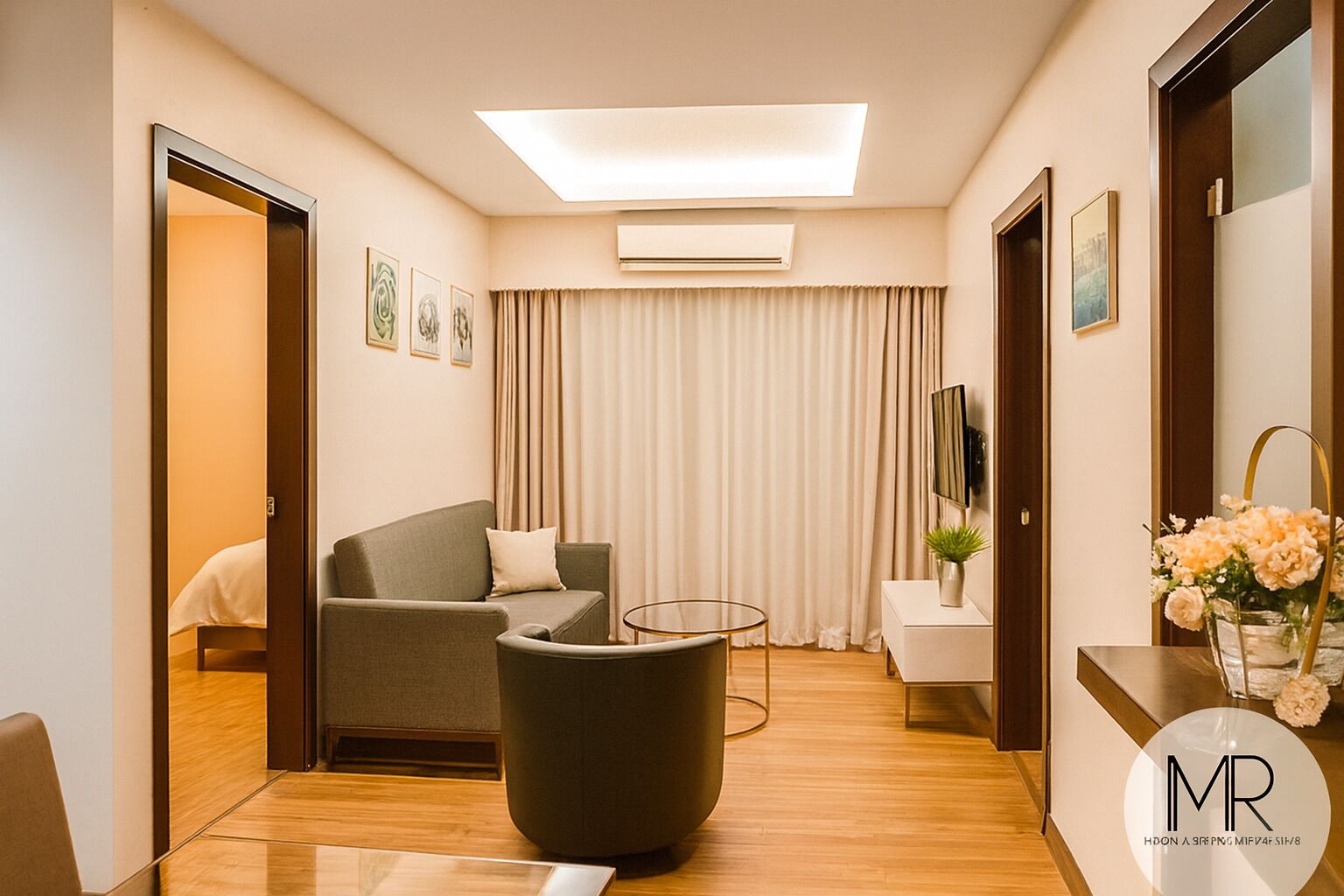 Deluxe Apartment | Living area | 40-inch LED TV with satellite channels