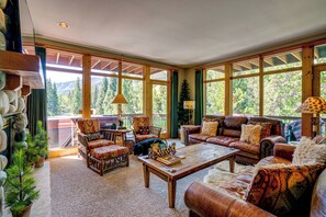 TV, fireplace, books - Gem in Old Town Winter Park: Walk to Ski Lifts! (Winter Park)