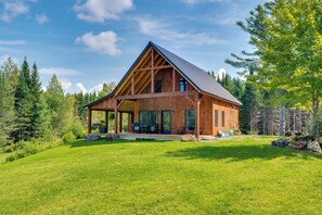 House (2 Bedrooms) | Front of property - Fire Pit & Views: Pet-friendly Vermont Cabin (Stannard)
