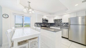 Microwave, stovetop, dishwasher, coffee/tea maker