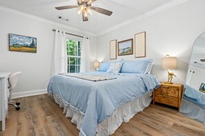 2 bedrooms, desk, iron/ironing board, travel crib