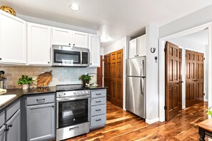 Fridge, microwave, oven, dishwasher