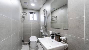 Standard Double Room, City View | Bathroom | Shower, rainfall showerhead, designer toiletries, hair dryer