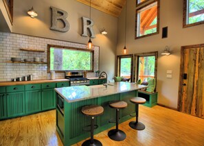 Fridge, microwave, oven, stovetop - Bungalow Cabin w/ Spa on 160 Acres, New Host! Over 200 Exceptional Reviews! (Wills Point)