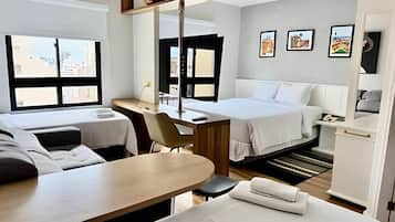 Estudio Deluxe Vip - APT 2001 | 1 quarto, cofres nos quartos, individualmente mobiliados, escrivaninha