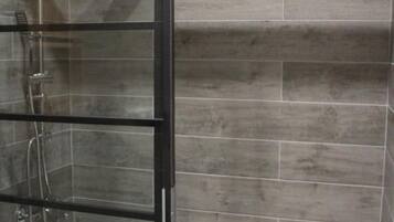 Shower, eco-friendly toiletries, hair dryer, bidet