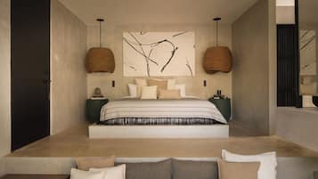 Seprai premium, tempat tidur Tempur-Pendic, minibar, dan brankas