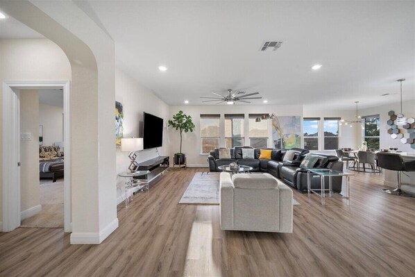 Smart TV, fireplace, printers