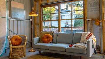 Télévision, cheminée, table de tennis de table