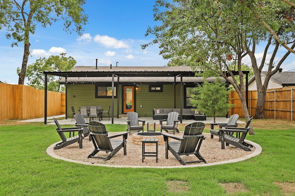 Large Backyard with Outdoor Seating and Fire Pit