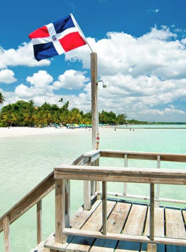 On the beach, beach towels