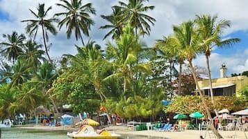On the beach, beach towels