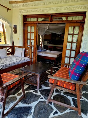 Appartement, vue piscine | Coin séjour