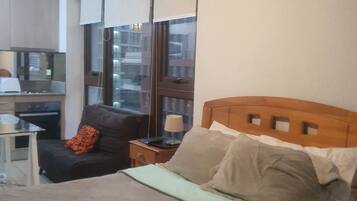 1 bedroom, iron/ironing board, bed sheets