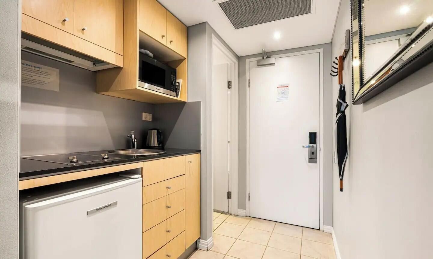 Fridge, microwave, stovetop, toaster