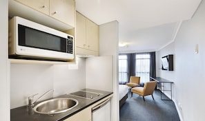 Fridge, microwave, stovetop, toaster