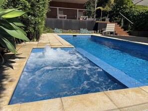 Outdoor pool, a heated pool - Spacious resort home in peaceful setting with cabana, pool & spa 650m from beach (Sorrento)