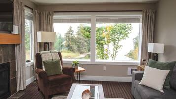 Télévision, cheminée, table de tennis de table