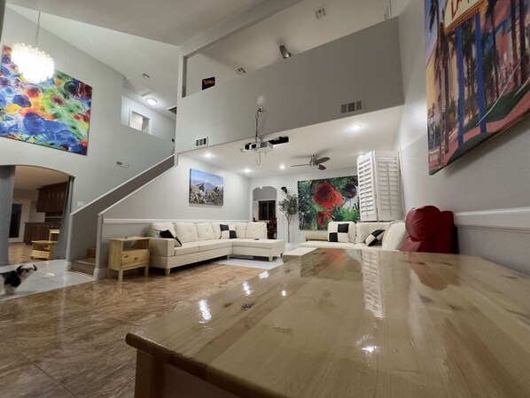 TV, fireplace, video games, table football - The Stone Sanctuary Northwest: Heated* Pool, Projector, Arcade Game, Billiards, Family Park Adjacent (Clark County)