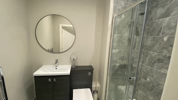 Hair dryer, towels, toilet paper