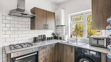 Fridge, microwave, dishwasher, toaster