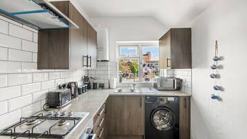 Fridge, microwave, dishwasher, toaster