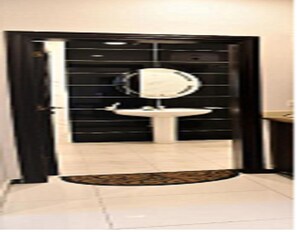 Bathtub, slippers, towels, soap