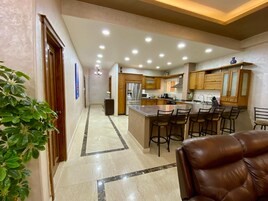 Presidential Villa, Patio, Garden View | Private kitchen | Full-sized fridge, microwave, oven, dishwasher