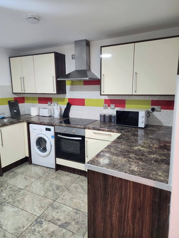 Fridge, electric kettle