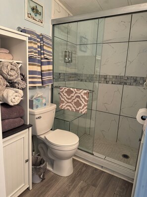 Towels, soap, toilet paper