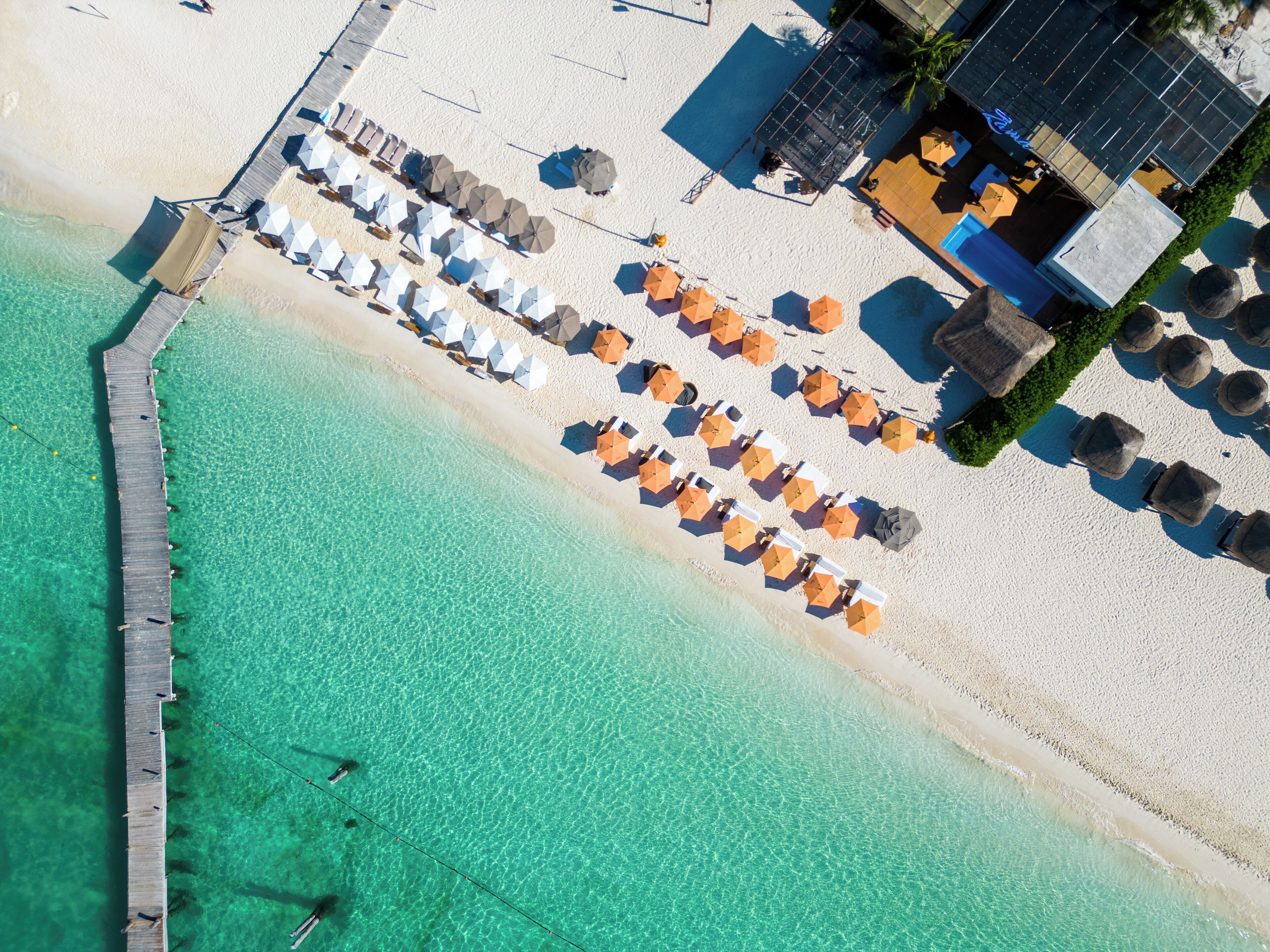On the beach, beach towels