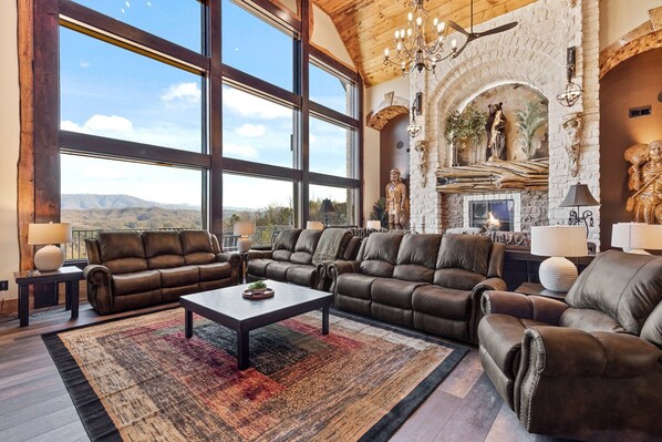 Smart TV, fireplace, video games, stereo