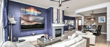 Televisión, chimenea