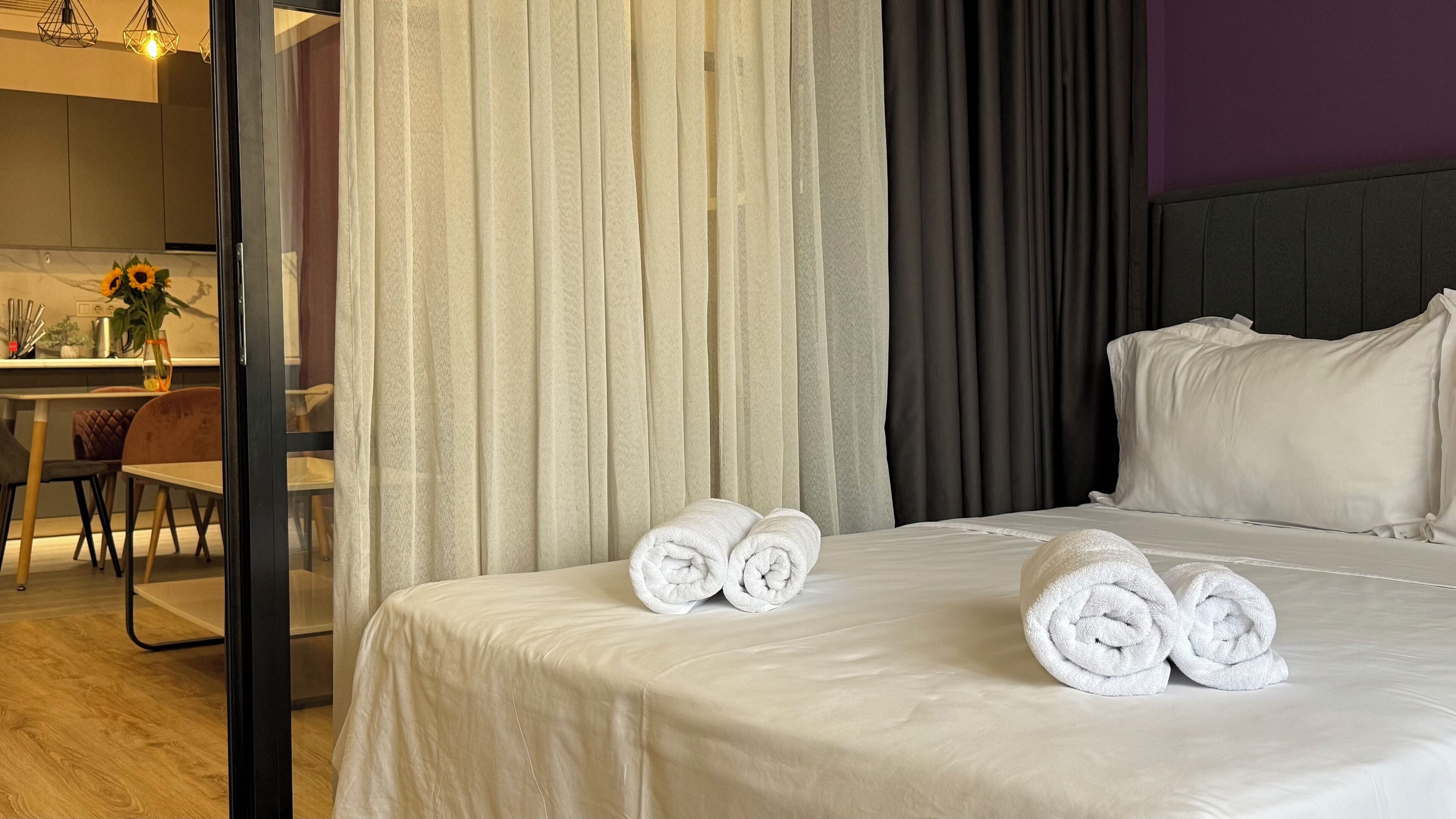 家庭公寓, 2 间卧室, 无烟房, 阳台 | 高档床上用品、特色装修、特色家居、遮光窗帘