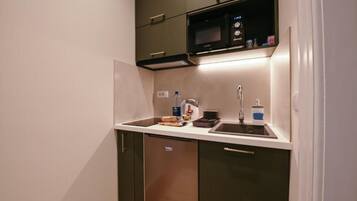 Fridge, microwave, stovetop