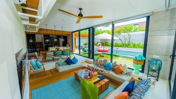 Family Villa, Three Bedrooms, Private Pool | Living area | 35-inch flat-screen TV with cable channels, Netflix, streaming services