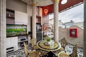 Deluxe Apartment, Courtyard View, Overwater | Private kitchen | Fridge, microwave, rice cooker, cleaning supplies