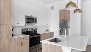 Fridge, dining tables - Landing | Incredible 1BD, Clubhouse, Yoga Studio (Austin)