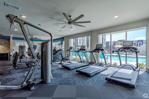 Fitness facility - Landing | Modern 1BD, Game Room, Pool (Grand Prairie)