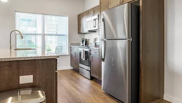 Fridge, dining tables