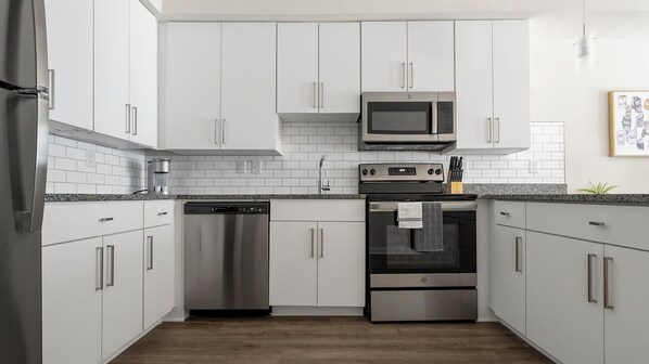 Fridge, dining tables