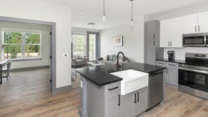 Fridge, dining tables