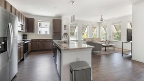 Fridge, dining tables - Landing | Amazing 2BD, Yoga Studio, Gym (Jacksonville)