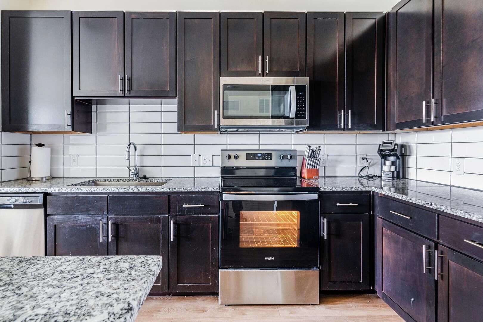 Fridge, dining tables